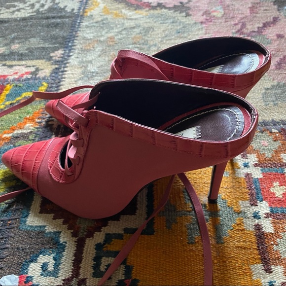 Zara special collection pointy pink lace up booties - Picture 3 of 4